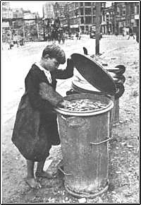 German boy scavenges for food